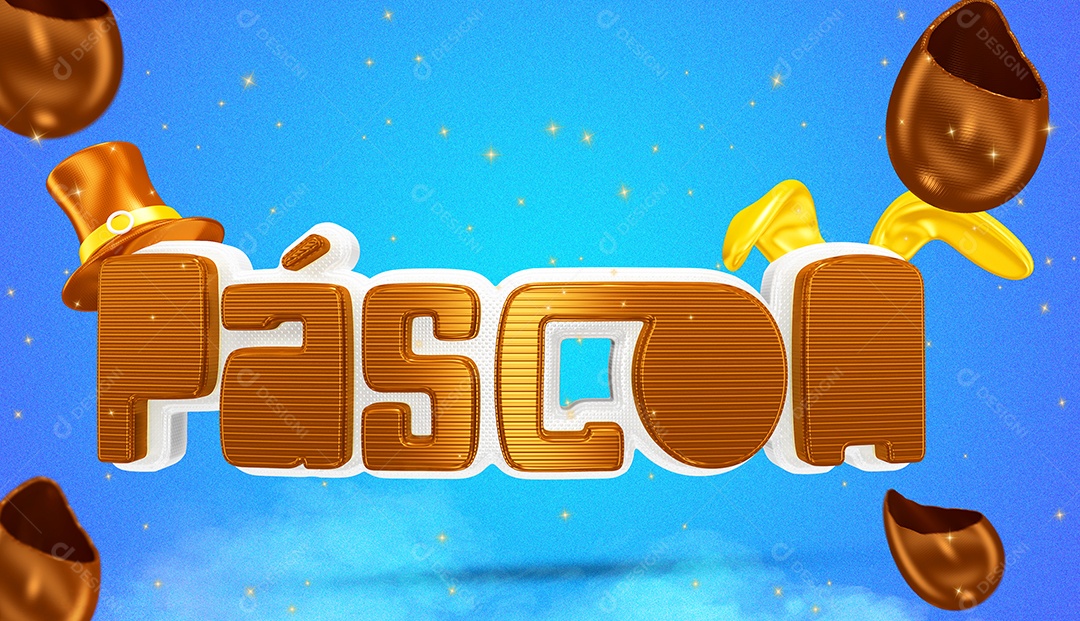 Selo 3D Para Composição Páscoa PSD