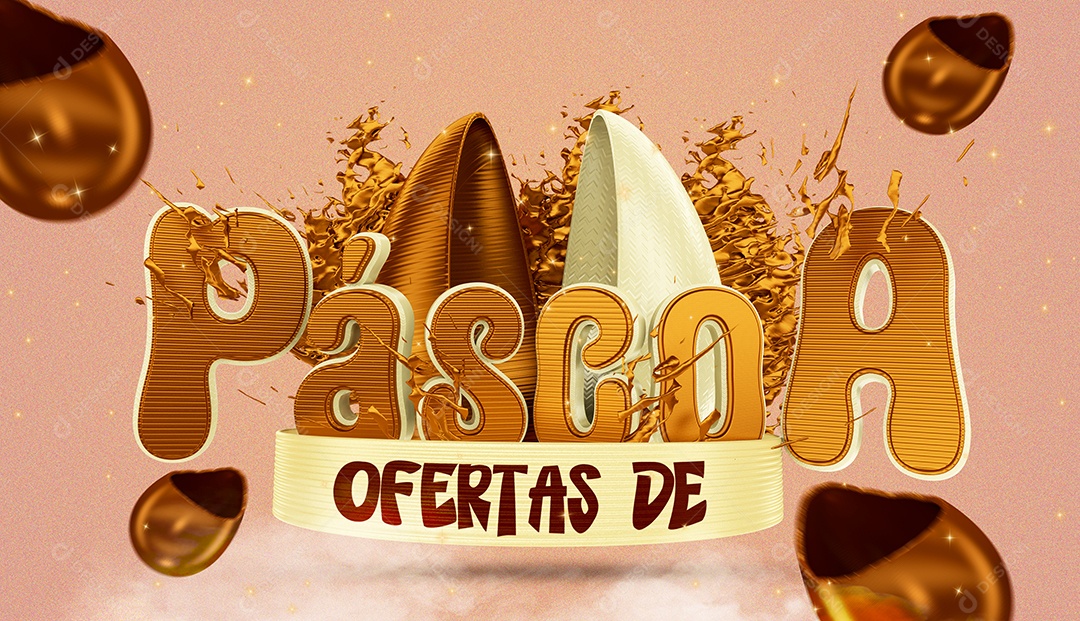 Selo 3D Para Composição Páscoa de Ofertas PSD
