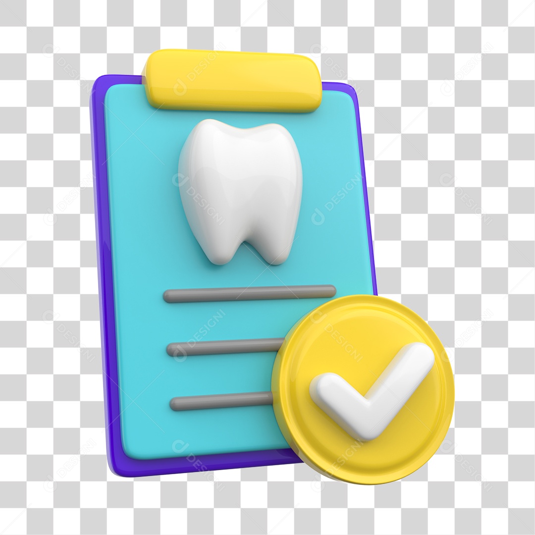 Ficha de Tarefas do Dentista Elemento 3D PNG Transparente