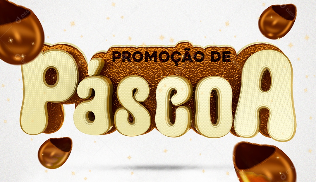 Selo 3D Para Composição Promoção de Páscoa PSD