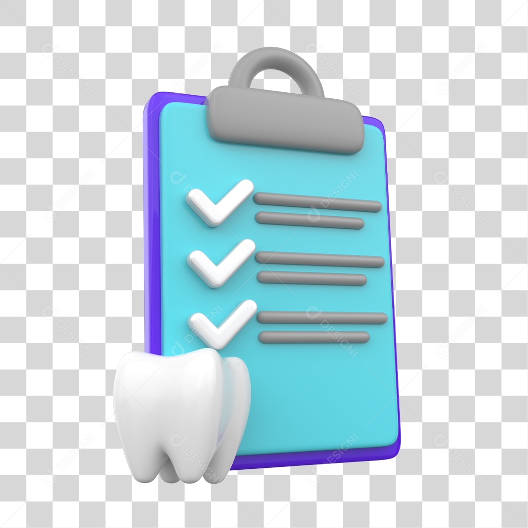 Ficha de Dentista Elemento 3D PNG Transparente
