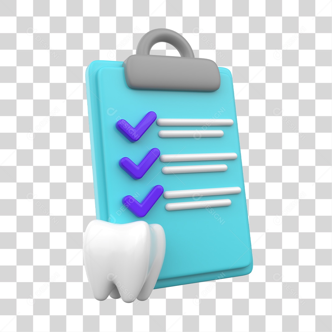Ficha de Dentista Elemento 3D PNG Transparente