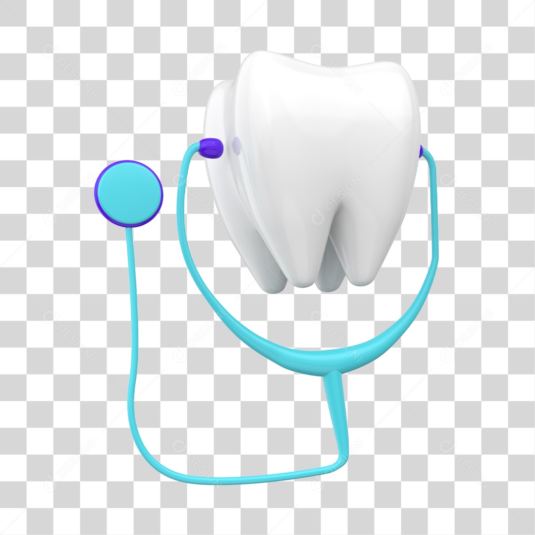 Dente Com Estetoscópio Elemento 3D Para Composição PNG Transparente