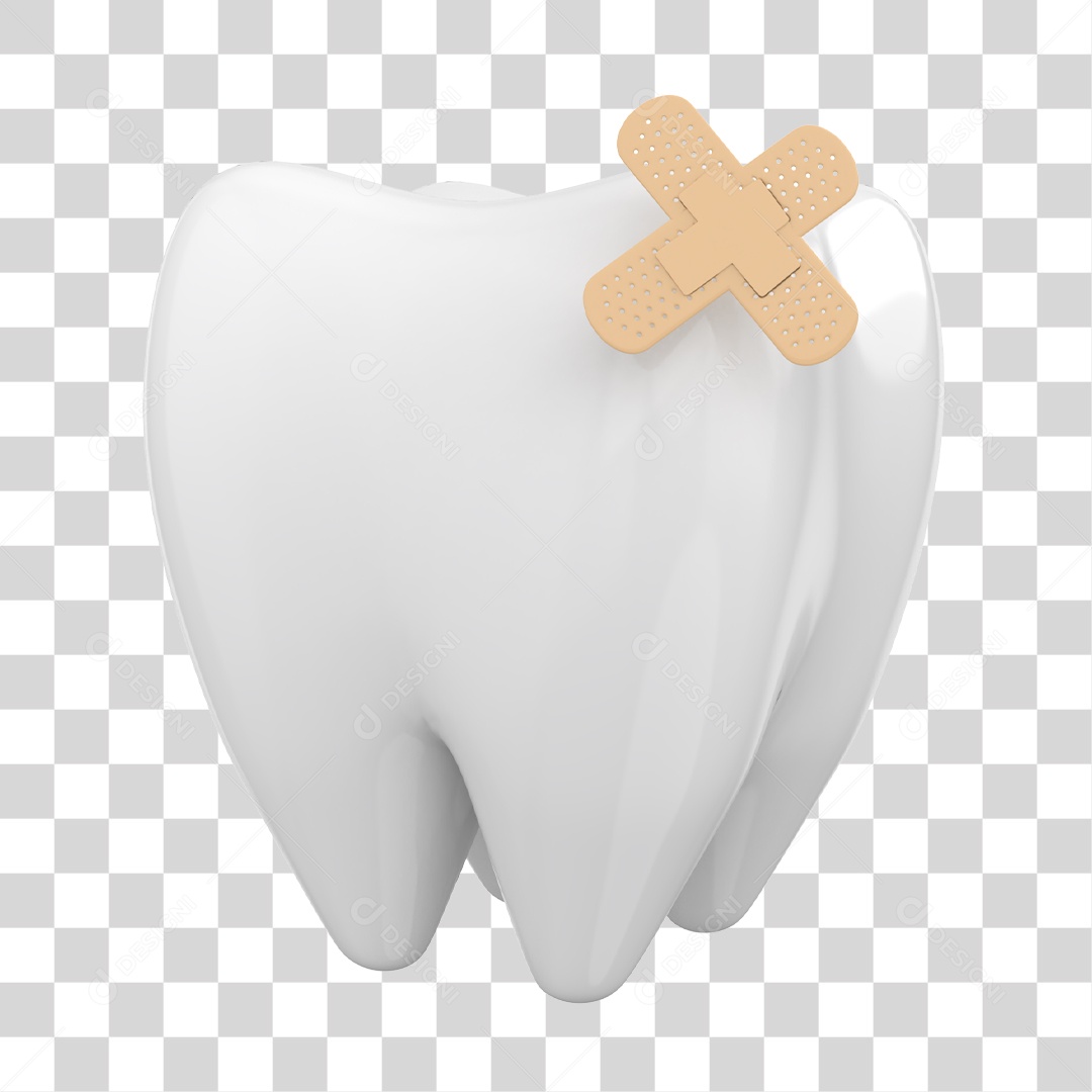 Dente Com Curativo Elemento 3D Para Composição PNG Transparente