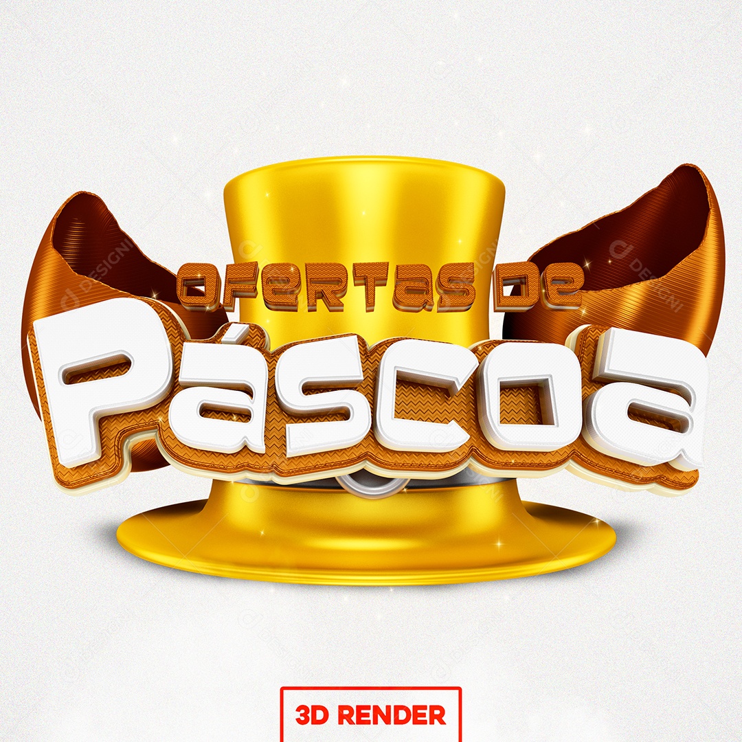 Selo 3D Para Composição Ofertas de Páscoa PSD