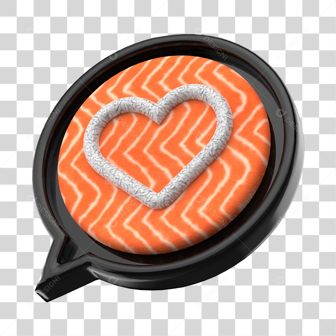 Emoji de Coração Sushi de Comida Japonesa Elemento 3D para Composição PNG Transparente