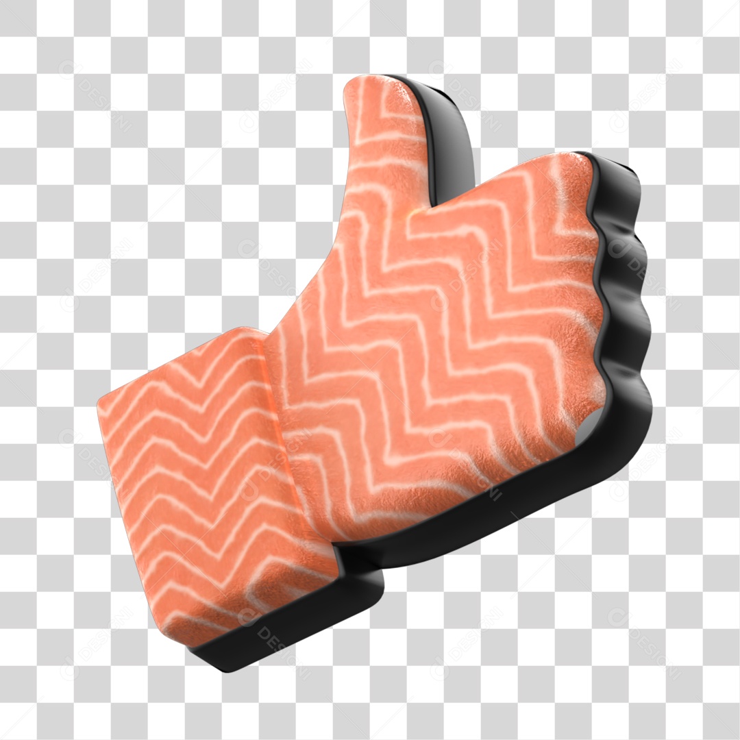 Emoji de Like de Sushi de Comida Japonesa Elemento 3D para Composição PNG Transparente