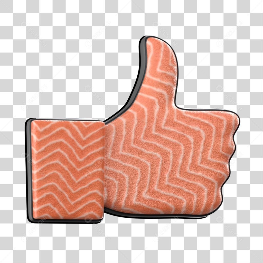 Emoji de Like de Sushi de Comida Japonesa Elemento 3D para Composição PNG Transparente