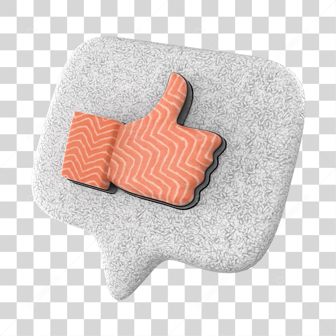 Emoji de Like de Sushi de Comida Japonesa Elemento 3D para Composição PNG Transparente