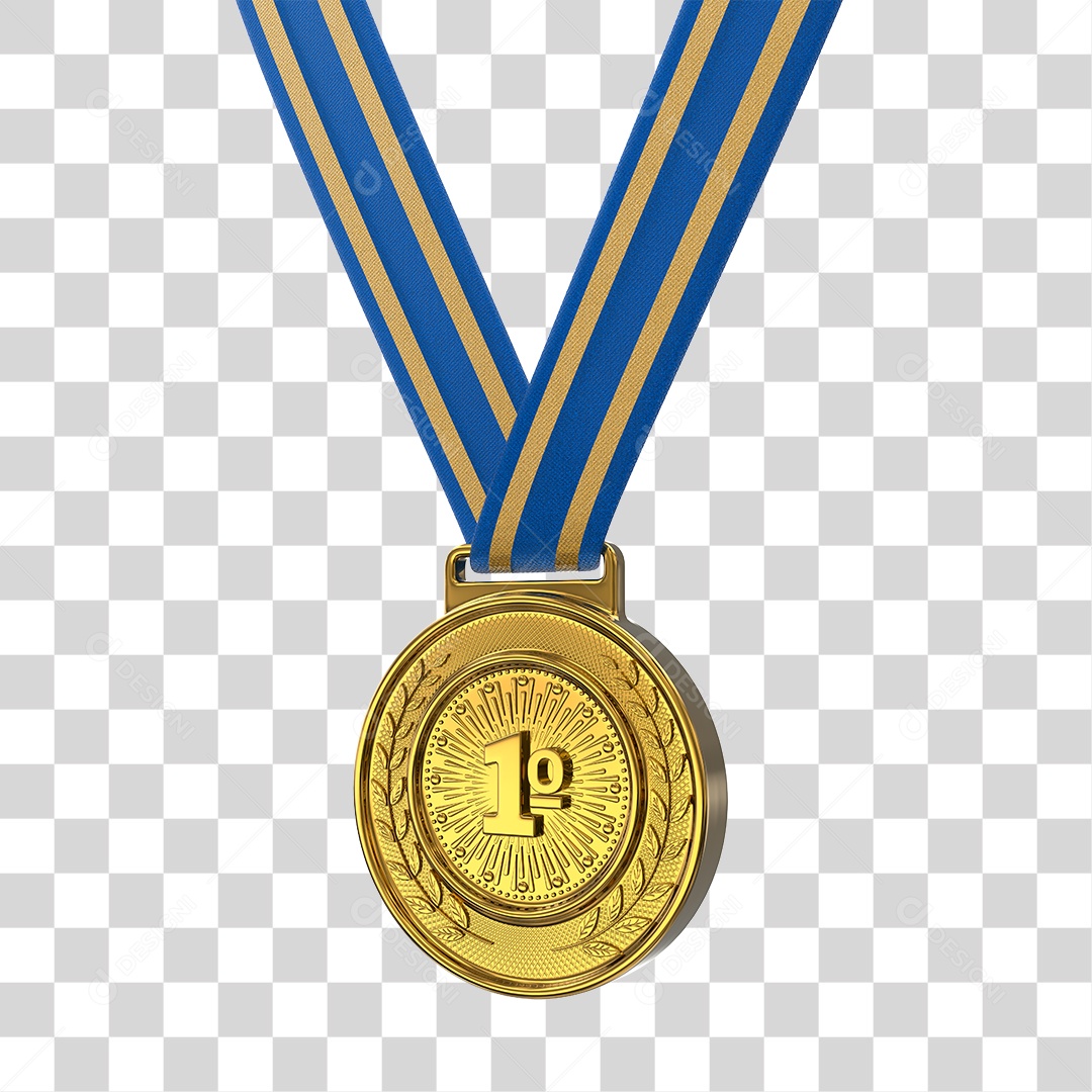 Medalha de Ouro Elemento 3D Para Composição PNG Transparente