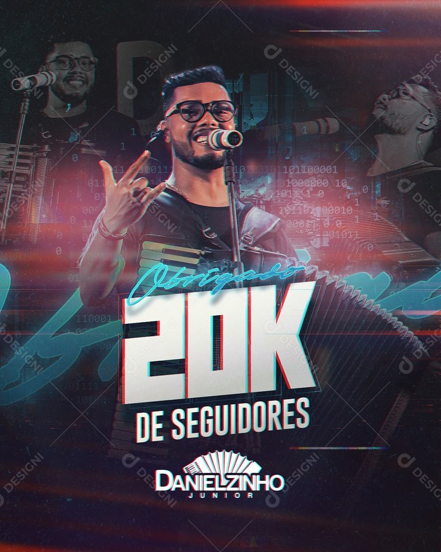 20k de Seguidores Cantor Danielzinho Social Media PSD Editável