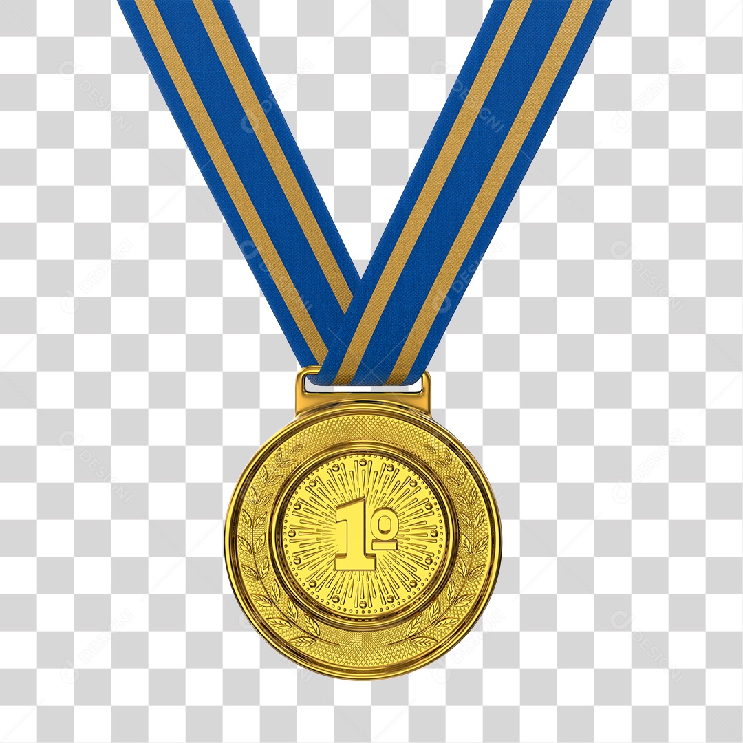 Medalha de Ouro Elemento 3D Para Composição PNG Transparente