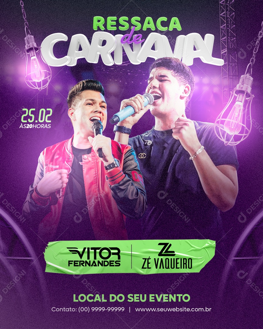 Ressaca de Carnaval Vitor Fernandes Zé Vaqueiro Social Media PSD Editável