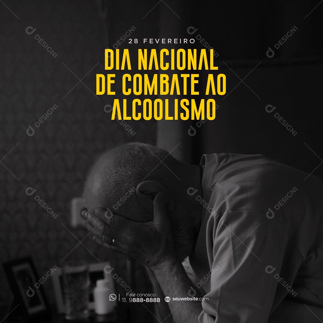 Dia Nacional do Combate ao Alcoolismo 28 de Fevereiro Socia Media PSD Editável