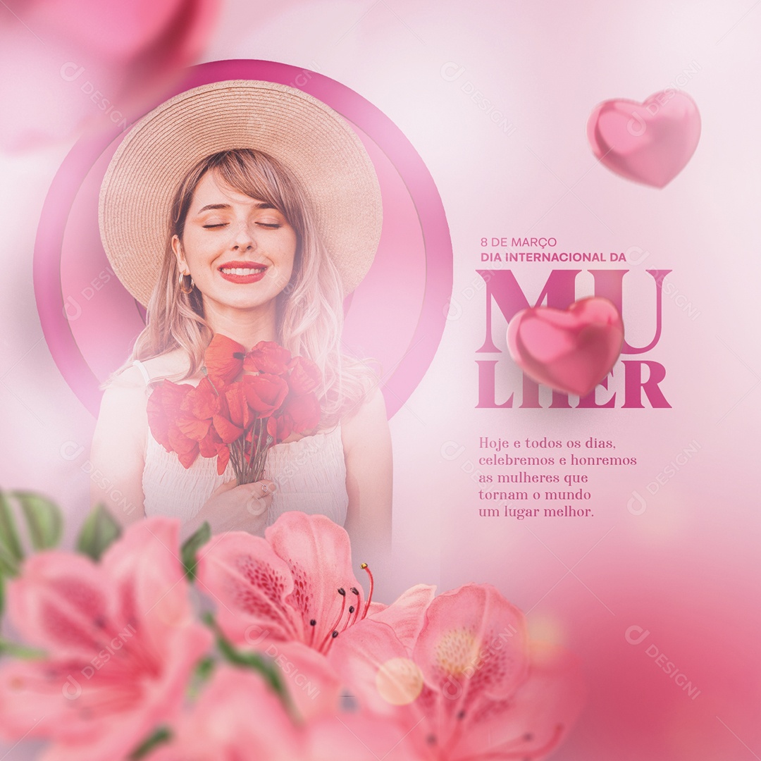Dia Internacional da Mulher 8 de Março Social Media PSD Editável