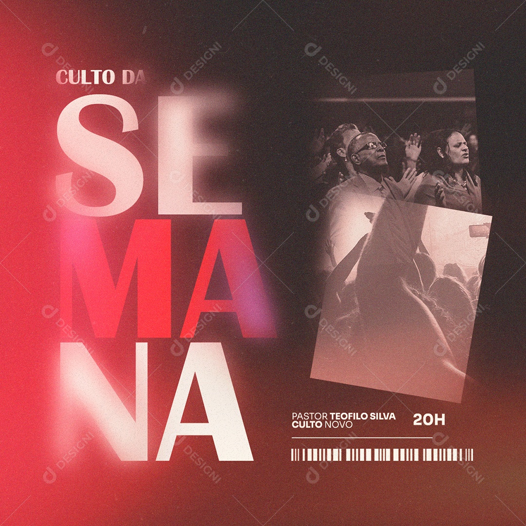 Culto Da Semana Pastor Teofilo Silva Culto Novo Flyer Gospel Social Media PSD Editável
