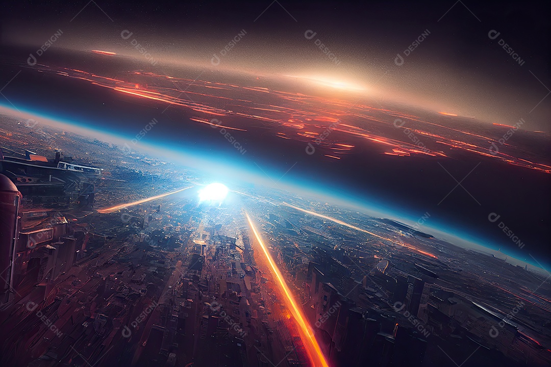 Cidade futurista retrô