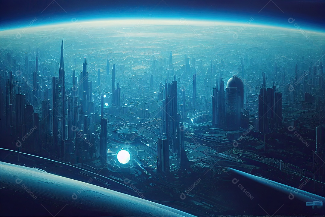 Cidade futurista retrô