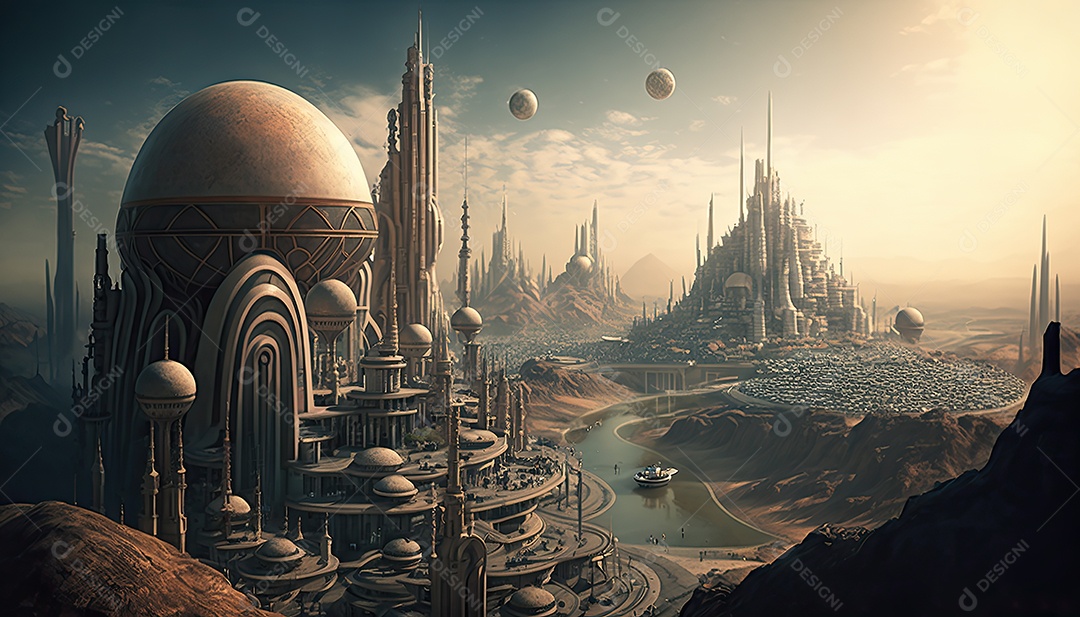 Cidade futurista retrô