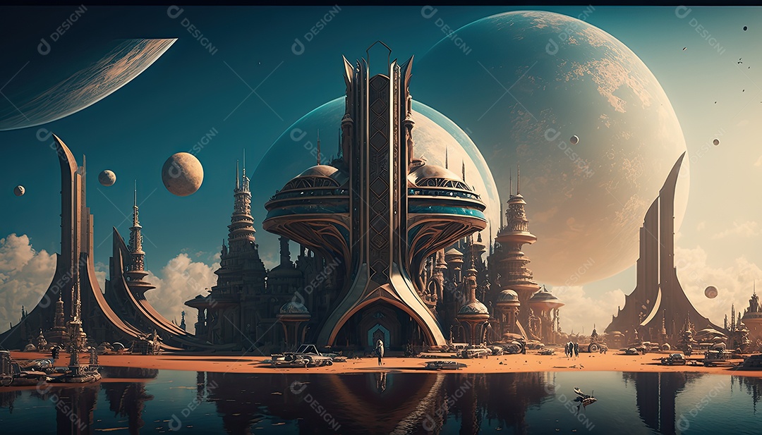 Cidade futurista retrô