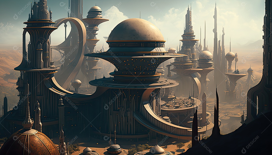 Cidade futurista retrô