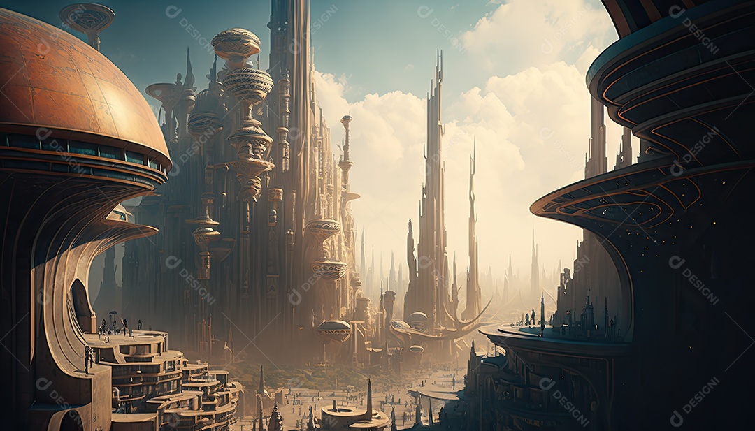 Cidade futurista retrô