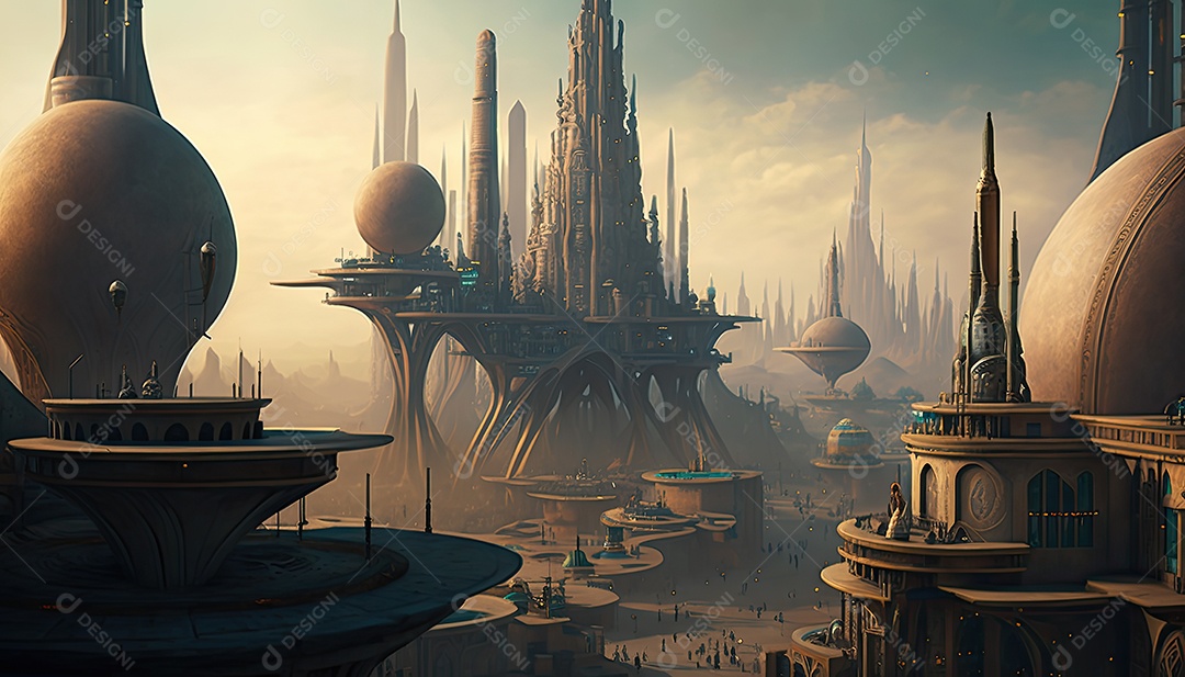 Cidade futurista retrô