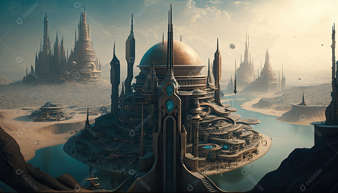 Cidade futurista retrô