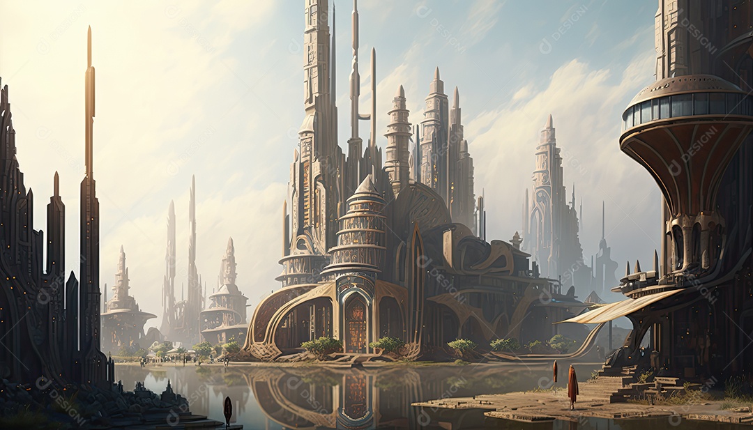 Cidade futurista retrô