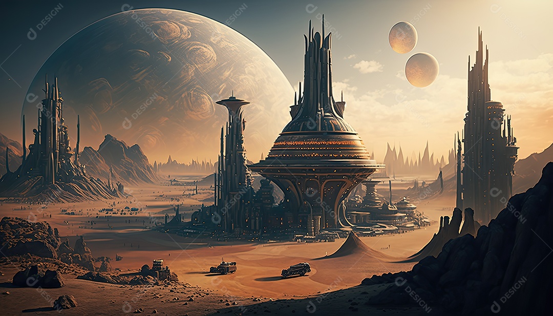 Cidade futurista retrô