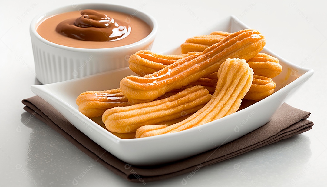 Churros sobre uma mesa de madeira.