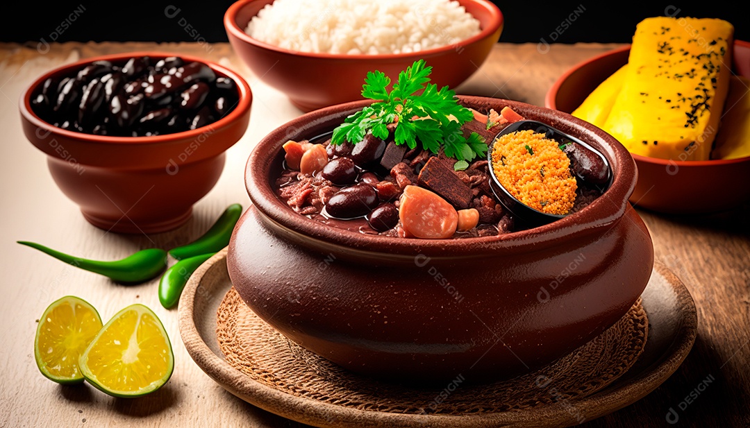 Tigela com deliciosa feijoada.