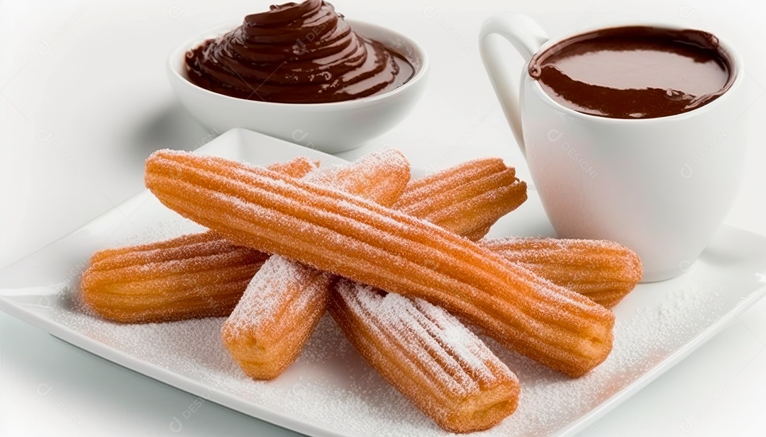 Churros delicioso sobre uma de madeira.