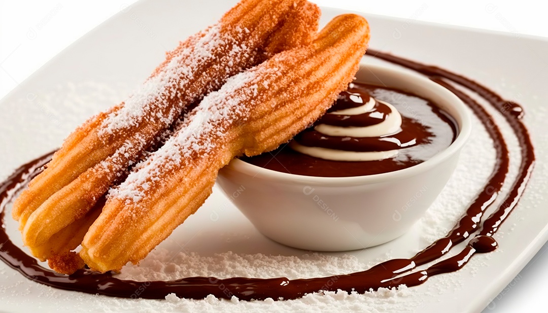 Churros delicioso sobre uma de madeira.