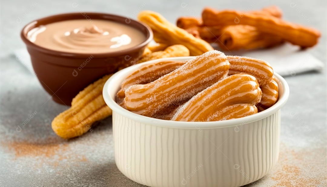 Churros sobre uma mesa de madeira.