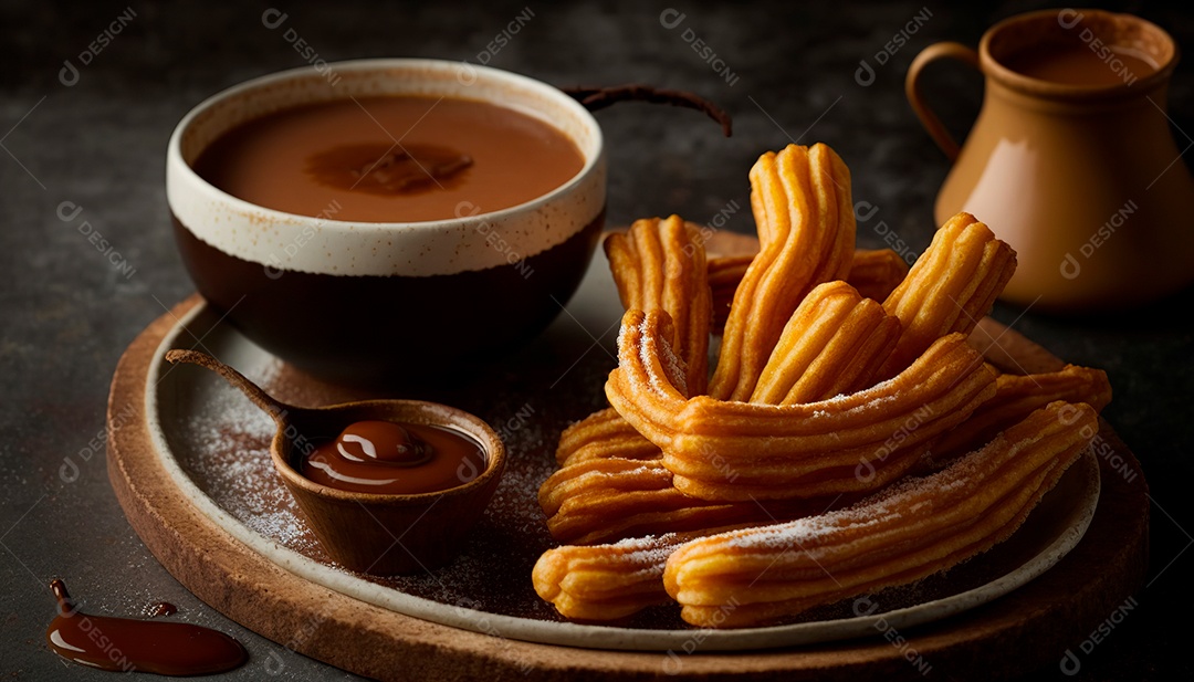 Churros sobre uma mesa de madeira.