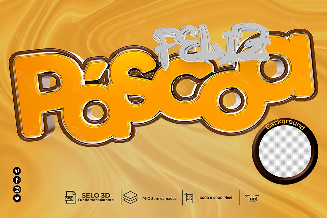 Selo 3D Para Composição Feliz Páscoa PNG Transparente