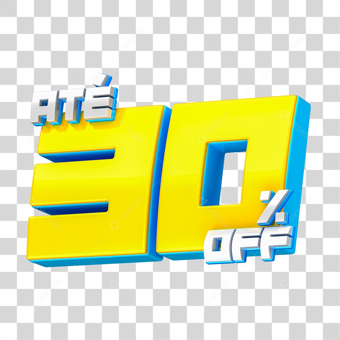 Elemento 3D Desconto Até 30% Off PNG Transparente