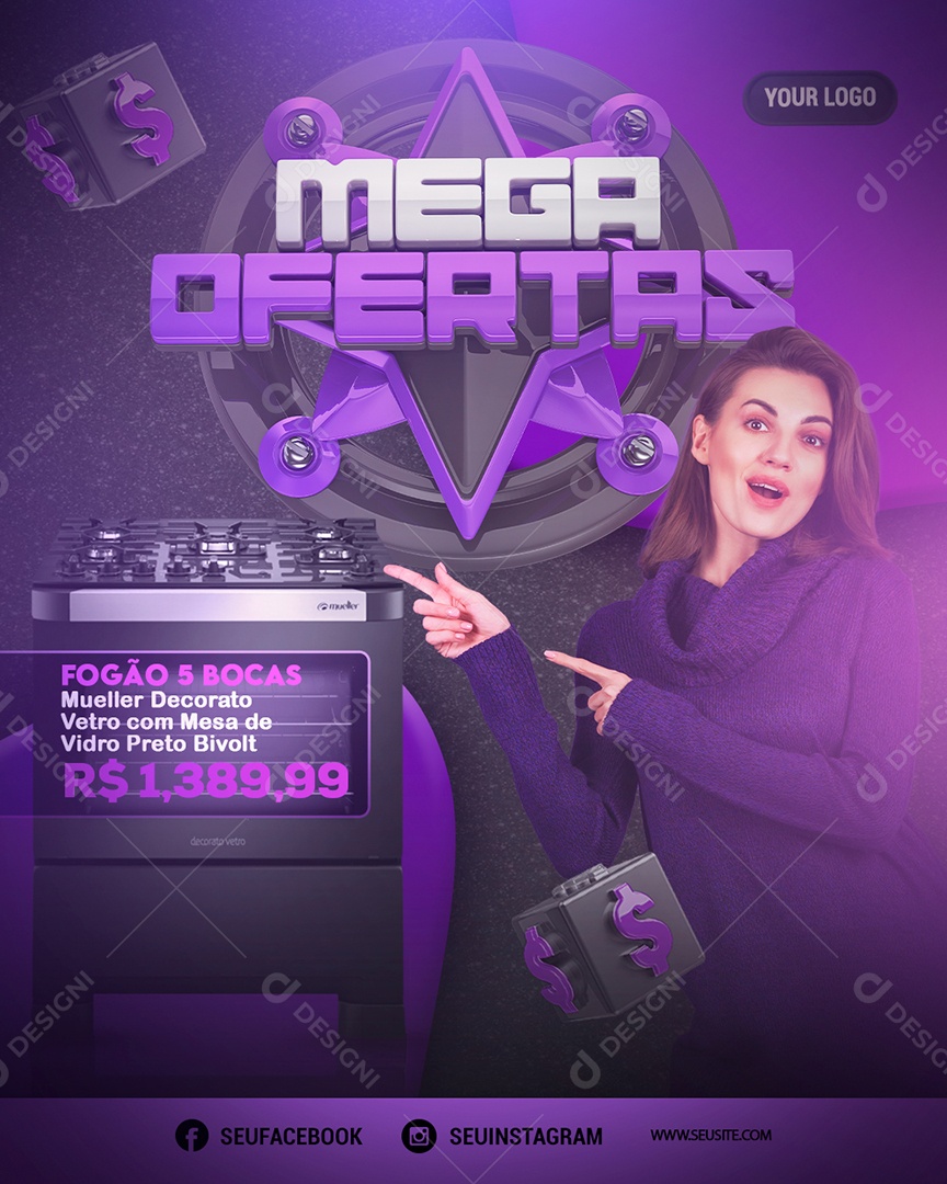 Mega Ofertas Venha Conferir Social Media PSD Editável