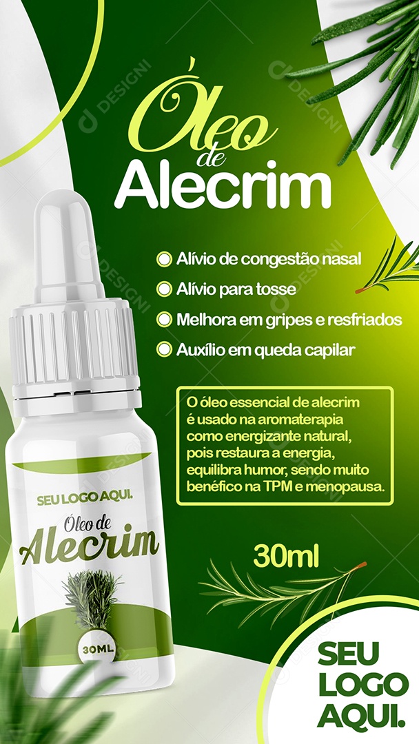 Story Benefícios Óleo de Alecrim Social Media PSD Editável