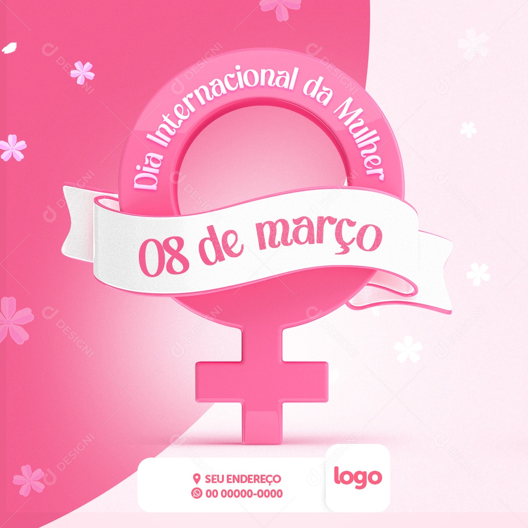 Dia Internacional da Mulher Símbolo Faixa Social Media PSD Editávell