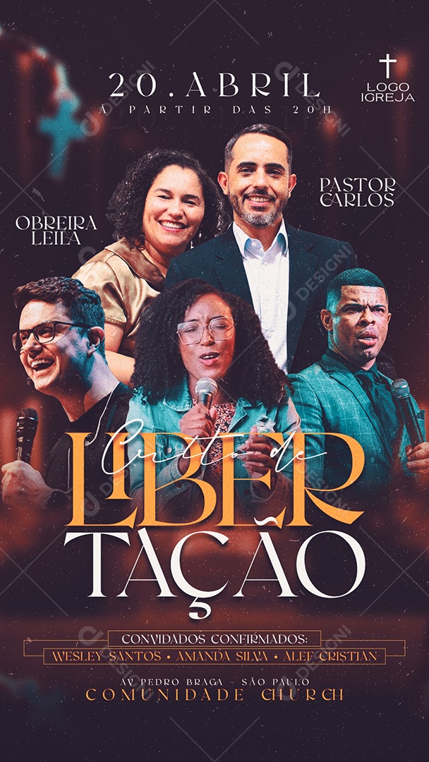 Story Flyer Culto de Libertação Social Media PSD Editável
