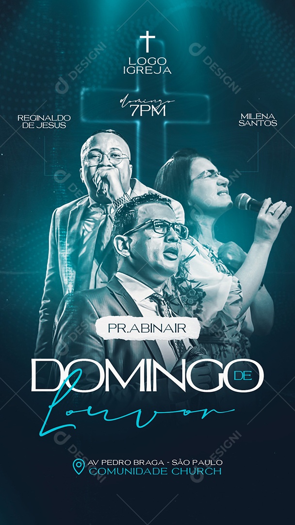 Story Flyer Domingo de Louvor Social Media PSD Editável