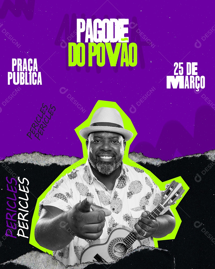 Flyer Pagode do Povão Cantor Pericles Social Media PSD Editável