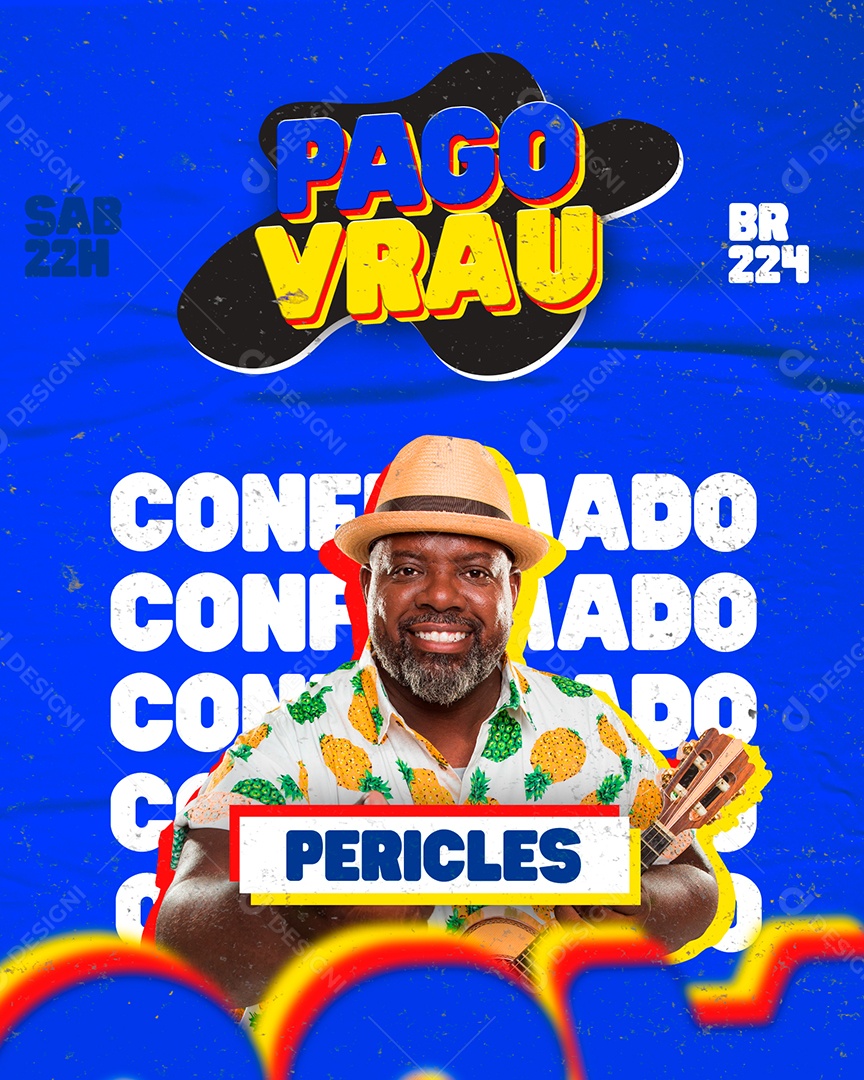 Flyer PagoVrau Cantor Péricles Social Media PSD Editável