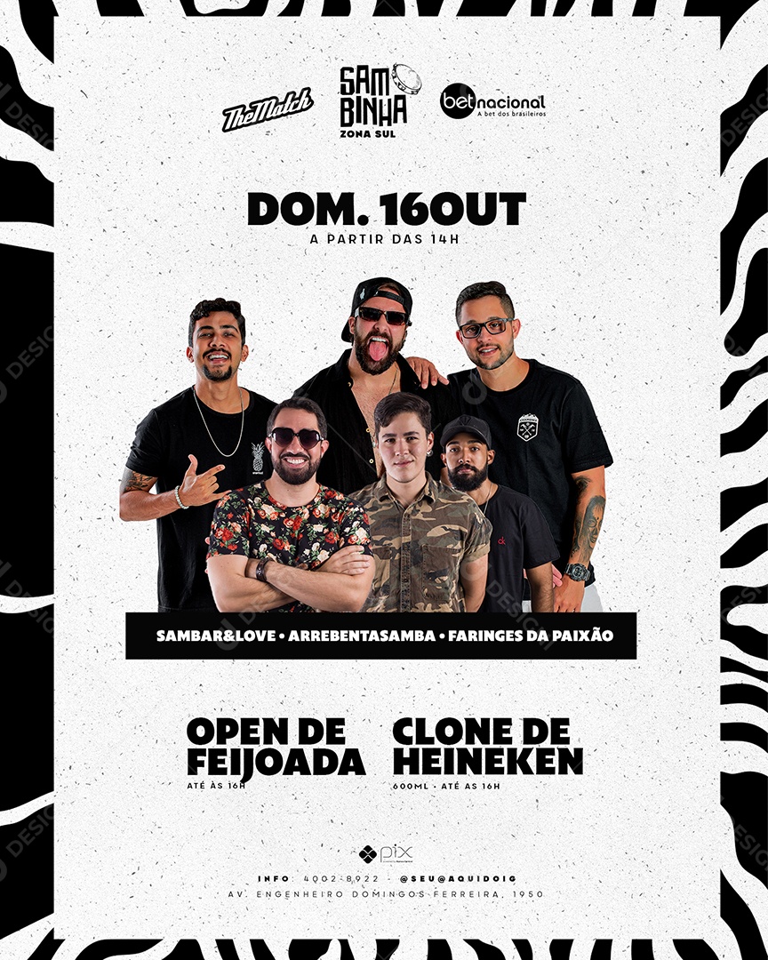 Flyer Sambinha Zona Sul Social Media PSD Editável