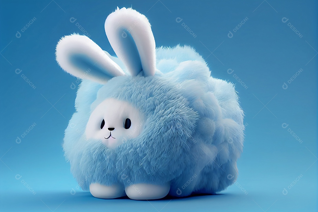 O coelhinho de pelúcia fofo