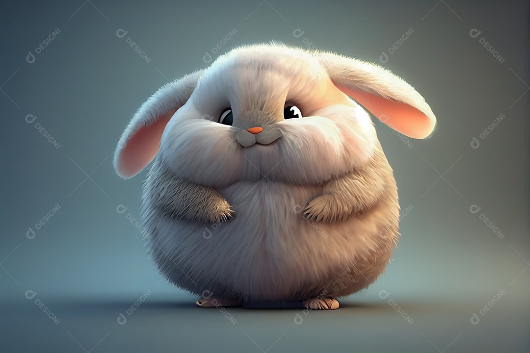 Ilustração coelho gordinho e fofo