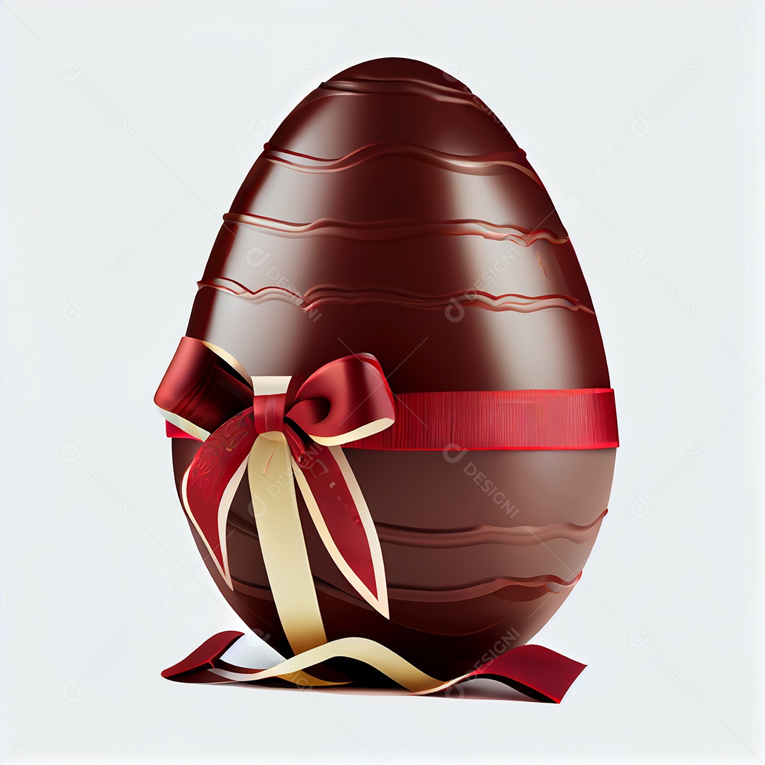 Ilustração ovo de páscoa com laço vermelho