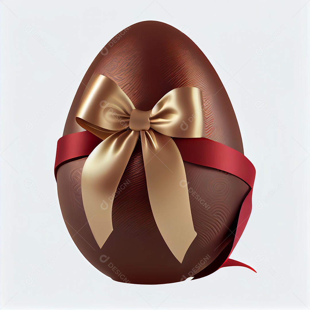 Ilustração ovo de páscoa com laço vermelho